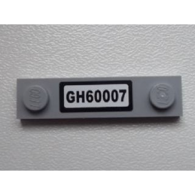 light bluish gray plate modified 1 x 4 with 2 studs without groove with gh60007 pattern sticker - set 60007