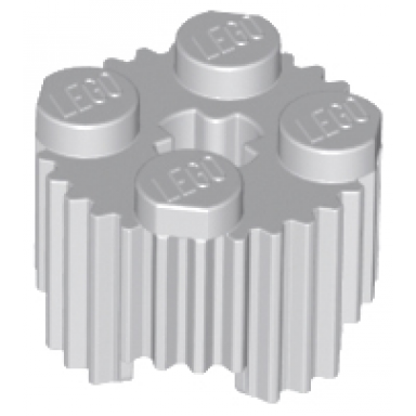 light bluish gray brick round 2 x 2 with axle hole and grille fluted profile