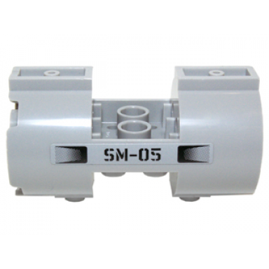 light bluish gray cylinder 3 x 6 x 2 2 3 horizontal - square connections with black vents and sm-05 pattern model right side sticker - set 70724