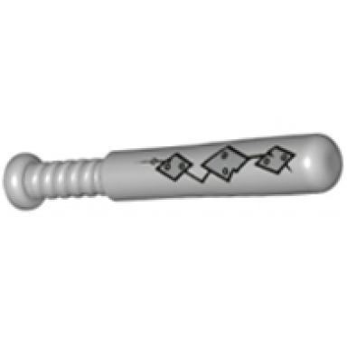light bluish gray minifigure utensil baseball bat 4l with 3 metallic silver diamond panels with rivets pattern