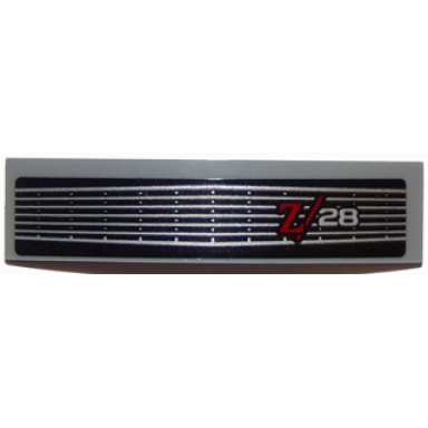 light bluish gray slope curved 4 x 1 x 2 3 double with camaro z 28 car front grille pattern sticker - set 75874