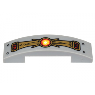 light bluish gray slope curved 4 x 1 x 2 3 double with gold panels red markings yellow energy orb pattern sticker - set 70146