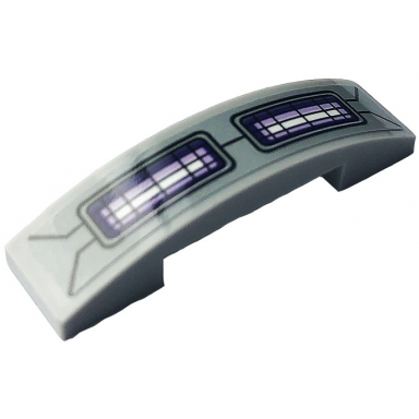 light bluish gray slope curved 4 x 1 x 2 3 double with white and purple grilles and black lines pattern sticker - set 76084