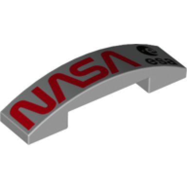 light bluish gray slope curved 4 x 1 x 2 3 double with red nasa and black esa logo on metallic silver background pattern