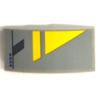 light bluish gray slope curved 4 x 2 with yellow triangle blue dots and dark bluish gray line pattern model left side sticker - set 75150