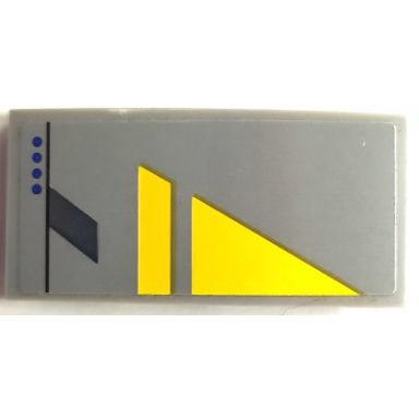 light bluish gray slope curved 4 x 2 with yellow triangle blue dots and dark bluish gray line pattern model right side sticker - set 75150