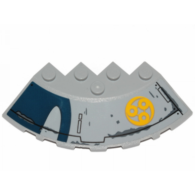 light bluish gray brick round corner 6 x 6 with slope 33 edge facet cutout with sw hull plates yellow ado eemon emblem pattern model right side sticker - set 75233