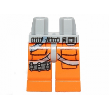 light bluish gray hips and orange legs with sw pilot pockets 3 bullets and light bluish gray belts pattern
