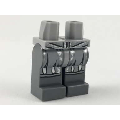 light bluish gray hips and dark bluish gray legs with light bluish gray robe ends with silver trim pattern