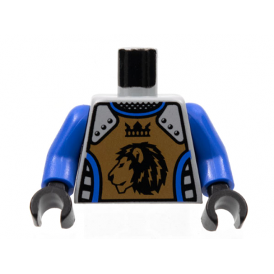light bluish gray torso castle knights kingdom ii lion with crown pattern blue-violet arms black hands