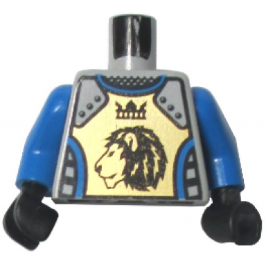 light bluish gray torso castle knights kingdom ii lion with crown pattern blue arms black hands