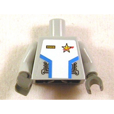light bluish gray torso space star justice gold badge pattern sticker light bluish gray arms dark bluish gray hands