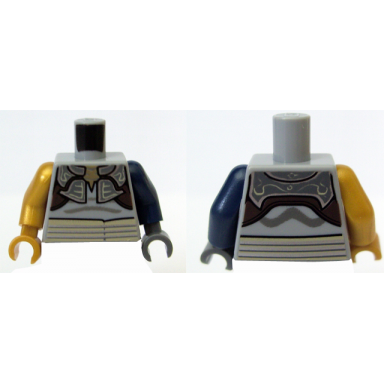 light bluish gray torso sw weequay armor with silver lines pattern dark blue arm and dark bluish gray hand left pearl gold arm and hand right