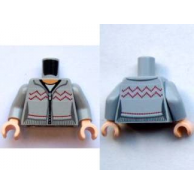 light bluish gray torso harry potter ginny weasley female knitwear zipper and stitchery pattern light bluish gray arms light nougat hands