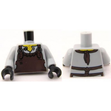 light bluish gray torso dark brown apron with silver buckles pattern light bluish gray arms black hands