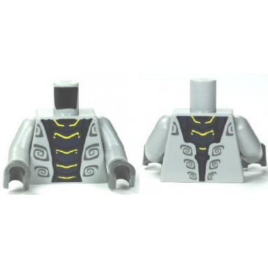 light bluish gray torso ninjago wrap with dark blue snake pattern light bluish gray arms dark bluish gray hands