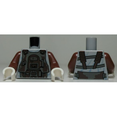 light bluish gray torso sw armor plates pattern dengar reddish brown arms white hands