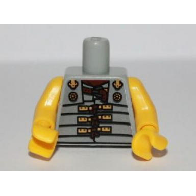 light bluish gray torso armor vest roman soldier with gold buckles pattern yellow arms yellow hands