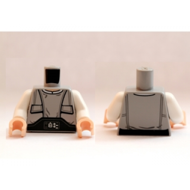 light bluish gray torso sw pocket-vest with wrinkles and techno-buckle pattern lobot white arms light nougat hands