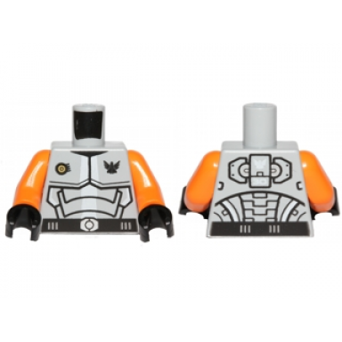 light bluish gray torso galaxy squad armor with number 30 on back pattern orange arms black hands