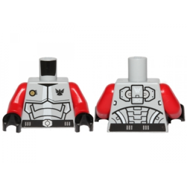 light bluish gray torso galaxy squad armor with number 30 on back pattern red arms black hands
