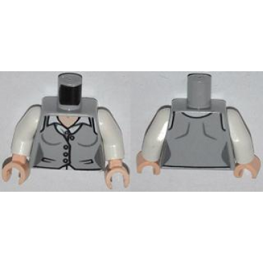 light bluish gray torso female vest with buttons and white shirt pattern white arms light nougat hands