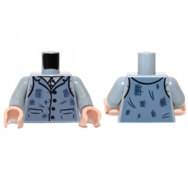 light bluish gray torso shirt and sand blue vest tattered with 4 buttons pattern light bluish gray arms light nougat hands