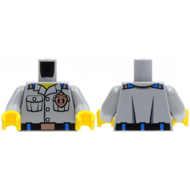 light bluish gray torso coast guard shirt with pockets and copper coast guard logo badge and belt pattern light bluish gray arms yellow hands