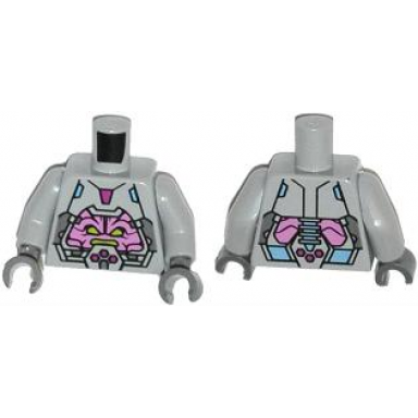 light bluish gray torso robot with armor kraang and control harness pattern light bluish gray arms dark bluish gray hands