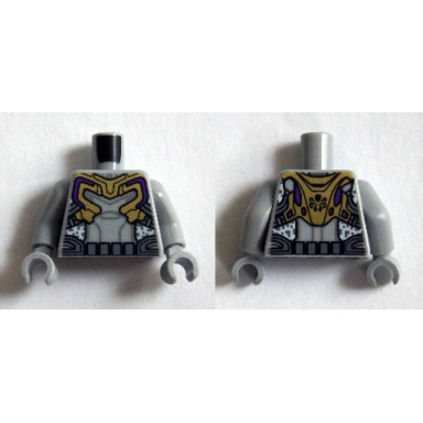 light bluish gray torso gold and silver armor with utility belt pattern light bluish gray arms light bluish gray hands
