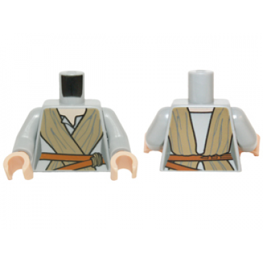 light bluish gray torso sw female outline open neck shirt dark tan tied robe dark orange belt pattern light bluish gray arms light nougat hands
