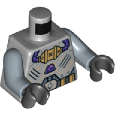 light bluish gray torso ultra agents villain with armor plates and breathing apparatus with dark purple hoses pattern sharx sand blue arms black hands