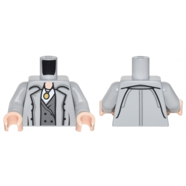 light bluish gray torso trench coat with buttons over dark bluish gray vest white shirt and gold medallion pattern light bluish gray arms light nougat hands