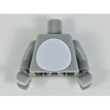 light bluish gray torso with white stomach pattern light bluish gray arms light bluish gray hands
