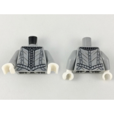 light bluish gray torso harry potter with silver collar buttons and trim lines pattern light bluish gray arms white hands