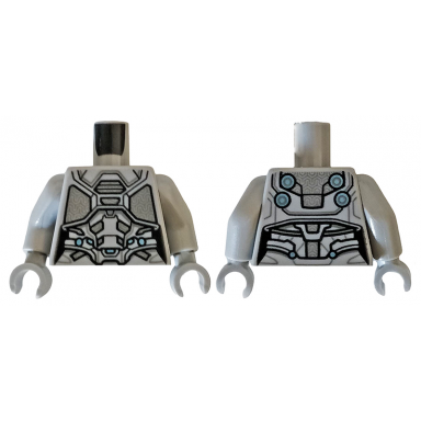 light bluish gray torso female outline with body armor with dark bluish gray trim pattern ghost light bluish gray arms light bluish gray hands