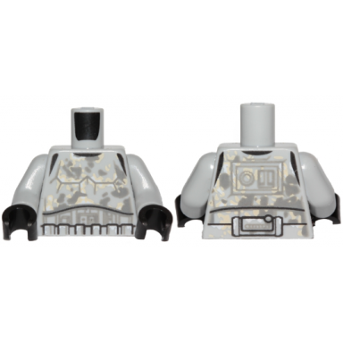 light bluish gray torso sw mimban stormtrooper armor with dark bluish gray and tan dirt stains pattern light bluish gray arms black hands