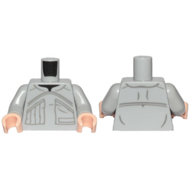 light bluish gray torso v-collar shirt pockets pattern sw ugnaught light bluish gray arms light nougat hands