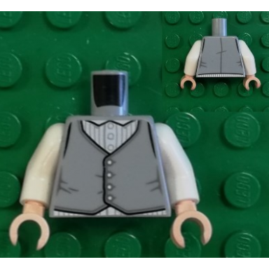 light bluish gray torso vest and white shirt with pinstripes pattern white arms light nougat hands
