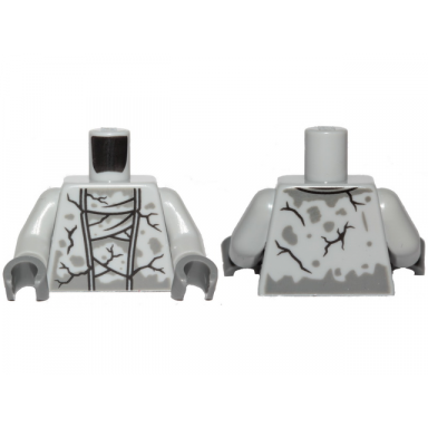 light bluish gray torso stone robe with cracks and dark bluish gray spots pattern light bluish gray arms dark bluish gray hands