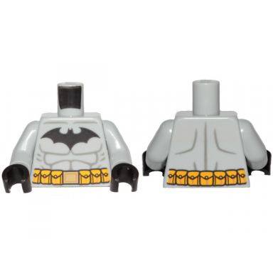 light bluish gray torso batman logo with muscles and yellow utility belt pattern light bluish gray arms black hands
