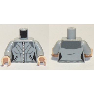 light bluish gray torso female jacket silver zipper pockets dark bluish gray stripes pattern light bluish gray arms light nougat hands