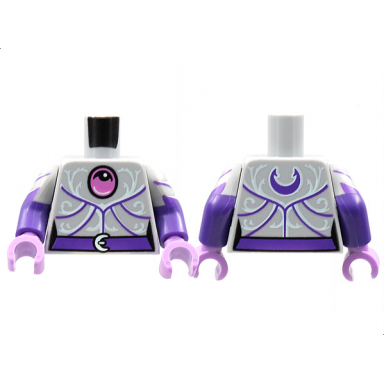light bluish gray torso female jewel and filigree pattern dark purple arms with light bluish gray short sleeves white chevrons pattern medium lavender hands