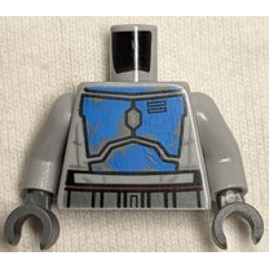 light bluish gray torso sw mandalorian blue beskar armor plates dark bluish gray belt pattern mandalorian loyalist light bluish gray arms dark bluish gray hands