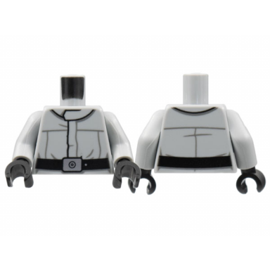 light bluish gray torso sw imperial crew uniform jumpsuit with wide black belt with silver buckle and dot pattern light bluish gray arms black hands