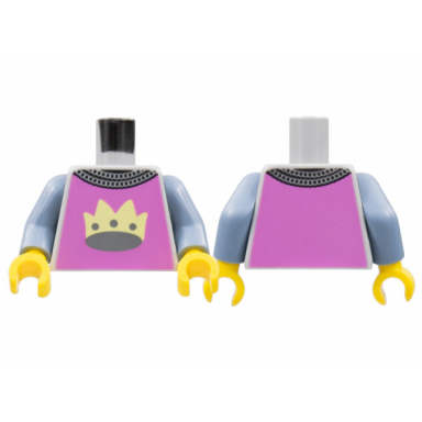 light bluish gray torso chain mail collar light purple surcoat bright light yellow crown pattern sand blue arms yellow hands