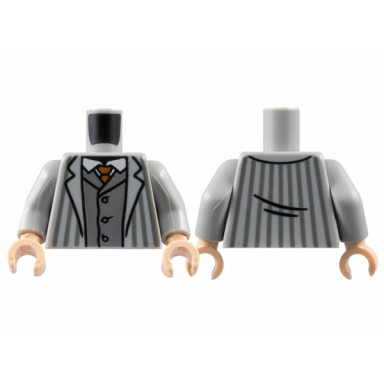 light bluish gray torso jacket with dark bluish gray pinstripes and vest white shirt dark orange tie pattern light bluish gray arms light nougat hands