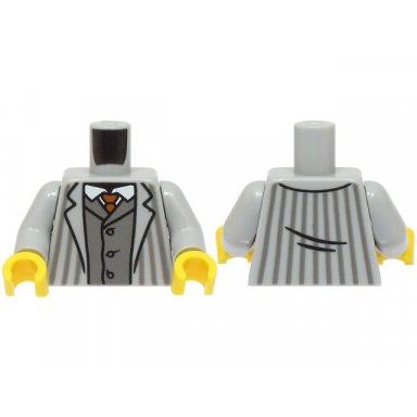light bluish gray torso jacket with dark bluish gray pinstripes and vest white shirt dark orange tie pattern light bluish gray arms yellow hands
