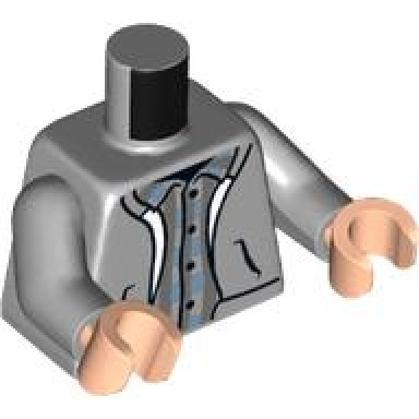 light bluish gray torso open hoodie with pockets dark bluish gray and medium blue checkered shirt pattern light bluish gray arms light nougat hands