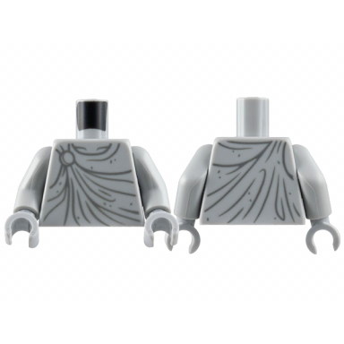 light bluish gray torso statue robe with dark bluish gray gather lines wrinkles and clasp at right shoulder pattern light bluish gray arms light bluish gray hands
